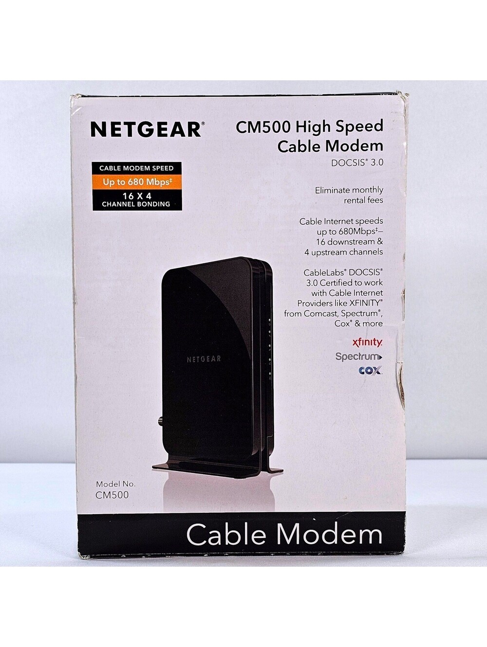 Netgear CM500 High Speed Cable Modem DOCSIS 3.0 680Mbps 16x4 Black CM500-100NAS